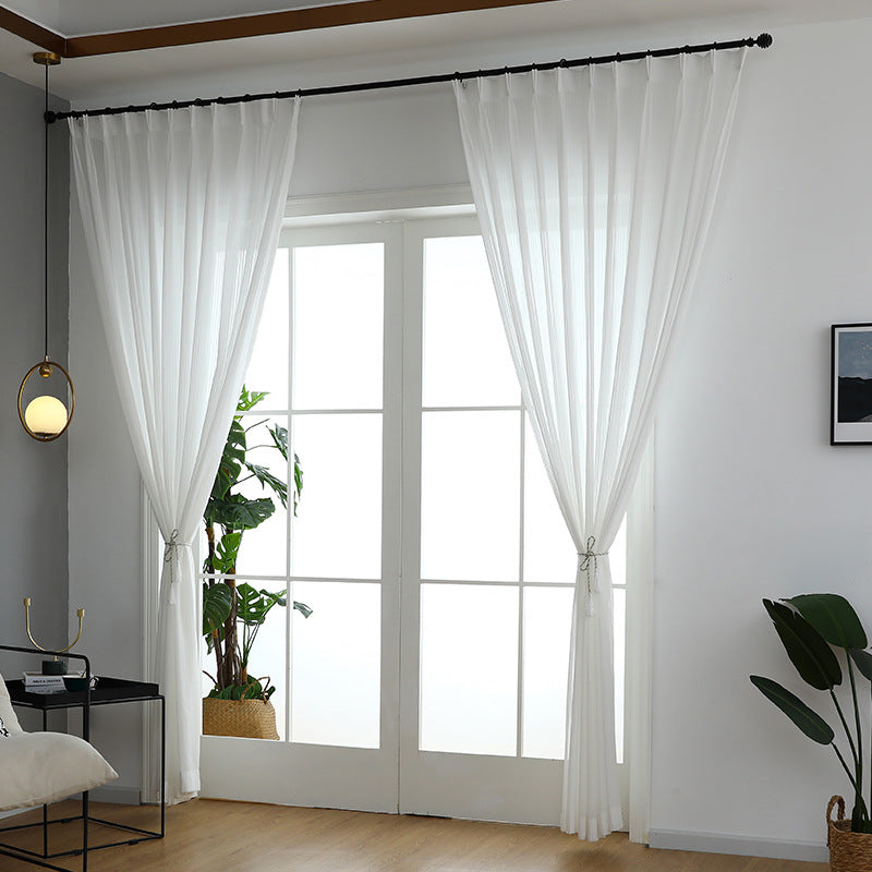 Vertical Striped Sheer Curtains with Dreamy Chiffon for Balcony and Windows SL-113