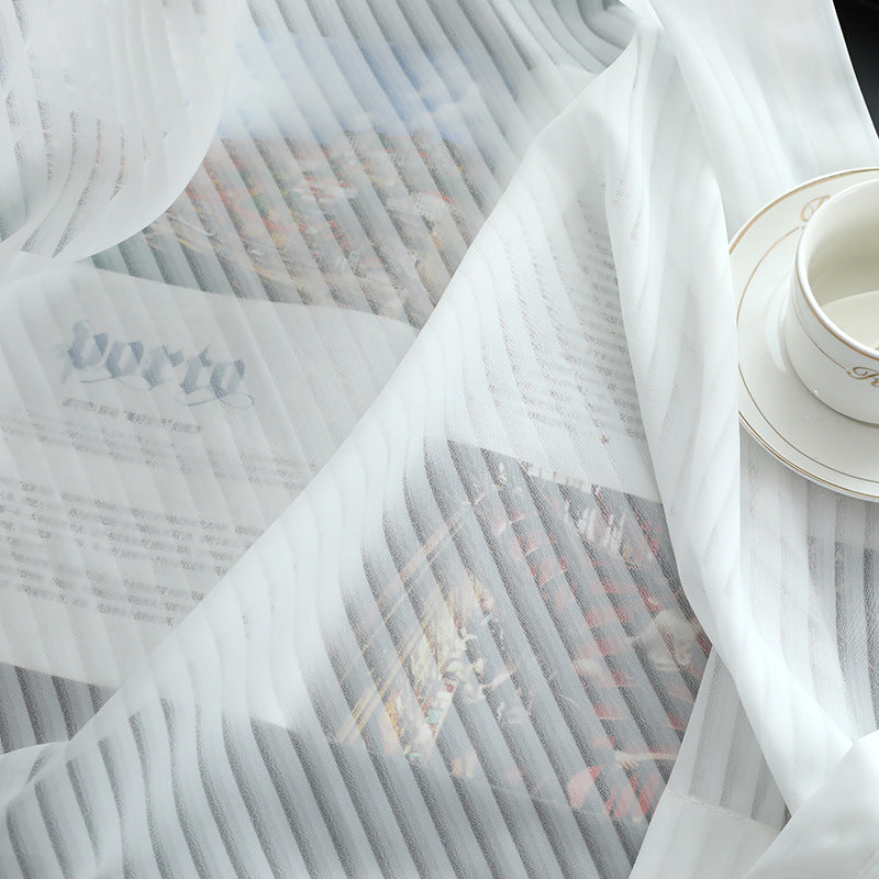 Vertical Striped Sheer Curtains with Dreamy Chiffon for Balcony and Windows SL-113