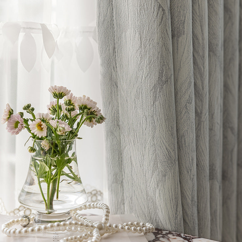 French Jacquard Chenille Curtains in Cream Style for Bedroom and Living Room Luxury Thick Design BCL-112