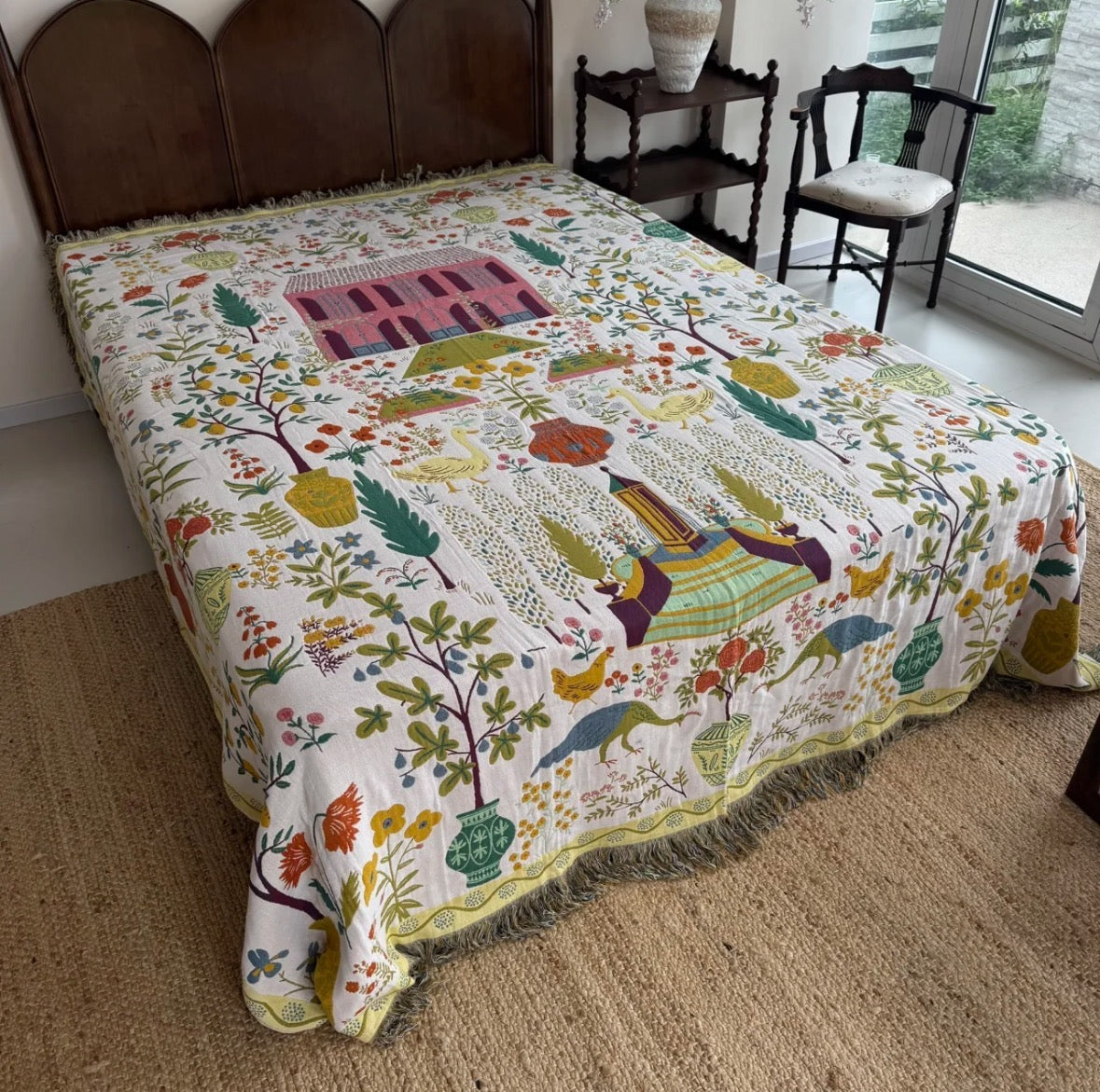 Curtainist x Chiya “Beautiful Home” Designer Collection Bath Towel – Long-Staple Cotton, Multi-Use as Tapestry, Shawl, or Door Curtain