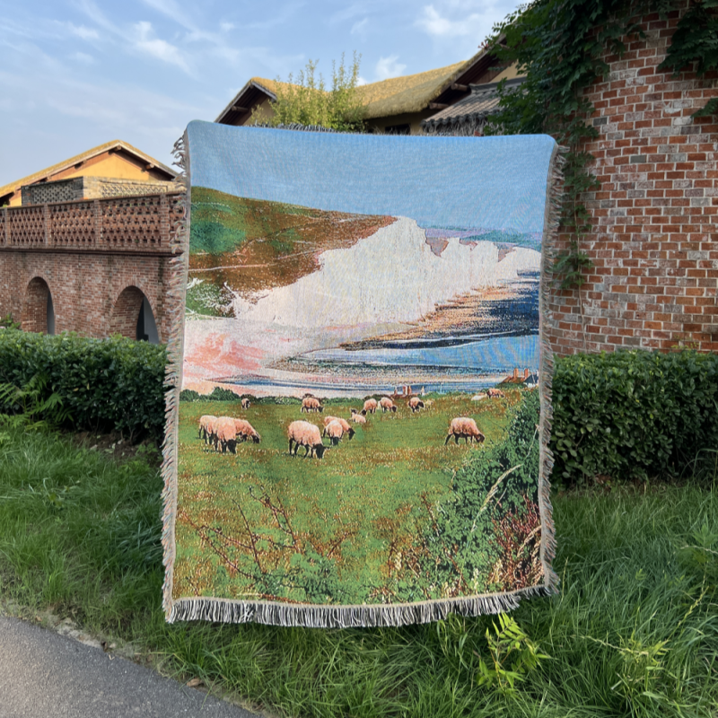 Multi-Purpose Cotton Woven Throw Blanket – Wall Tapestry, Sofa Throw, Picnic Mat & Shawl BK-004