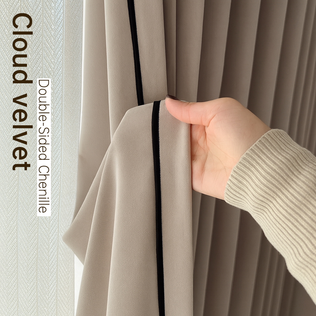 Cream Style Chenille Blackout Curtains Ultra Soft and Heat Insulating BCL-116