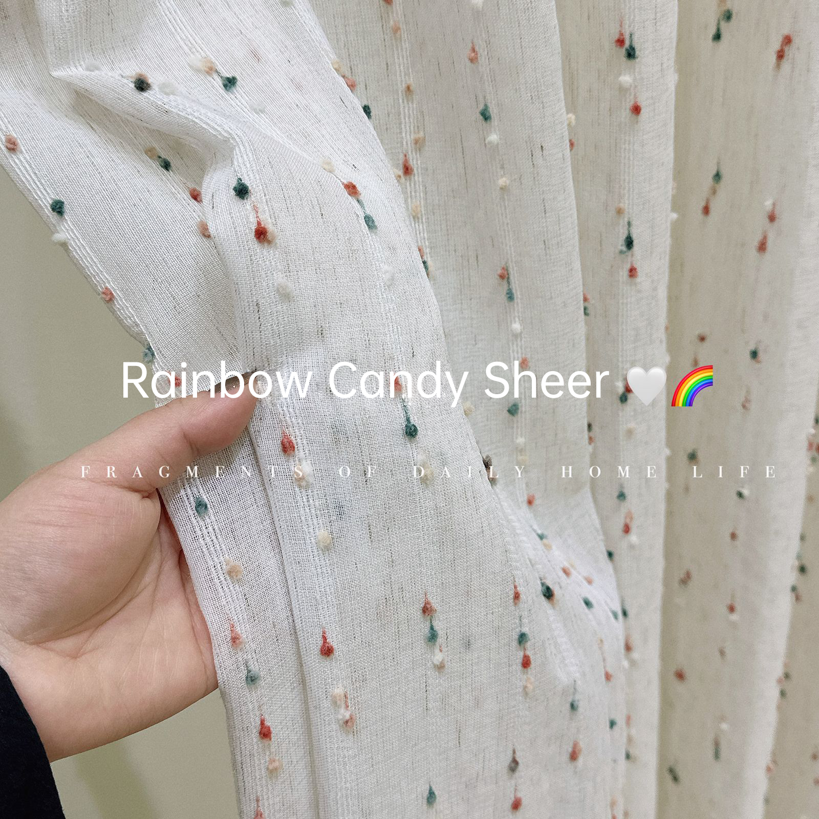 Rainbow Candy Cotton Linen Sheer Curtains for Kids&