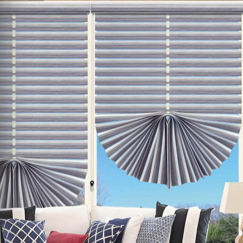 Embroidered Fan-Shaped Roman Shades – Sheer Fabric Roller Blinds with Venetian Style RML-001