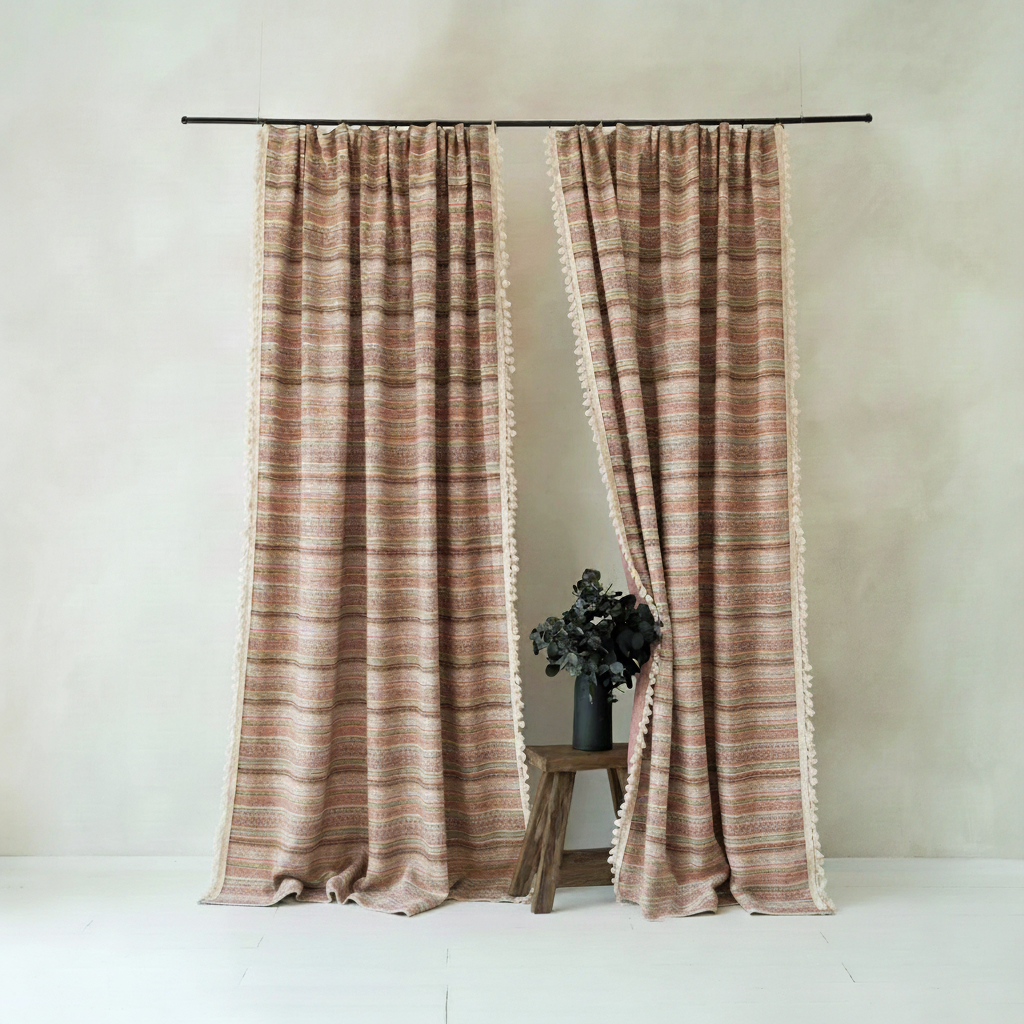 Woven Striped Vintage Curtains BCL-135