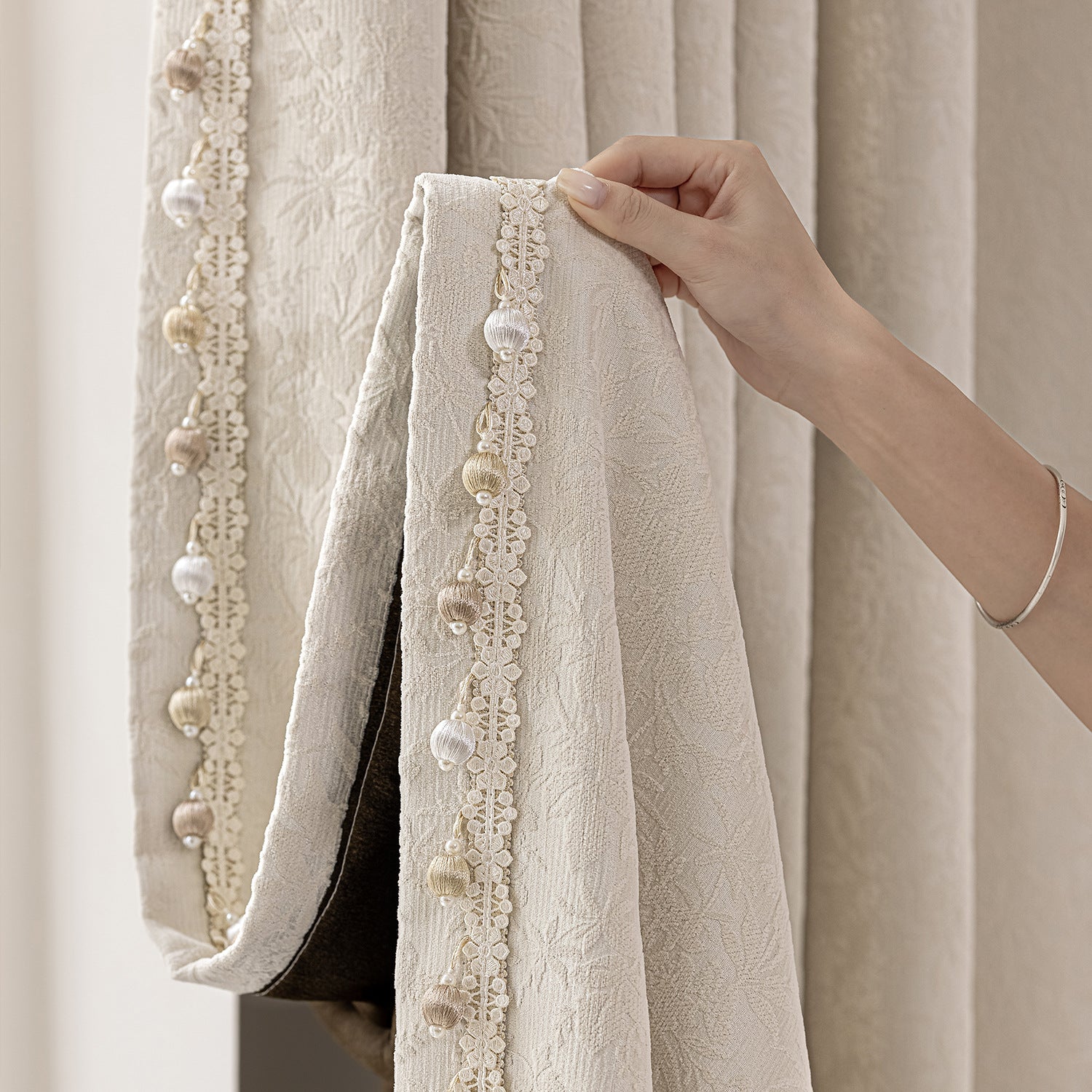 Romantic French Chenille Jacquard Blackout Curtains for Bedroom and Living Room BCL-110