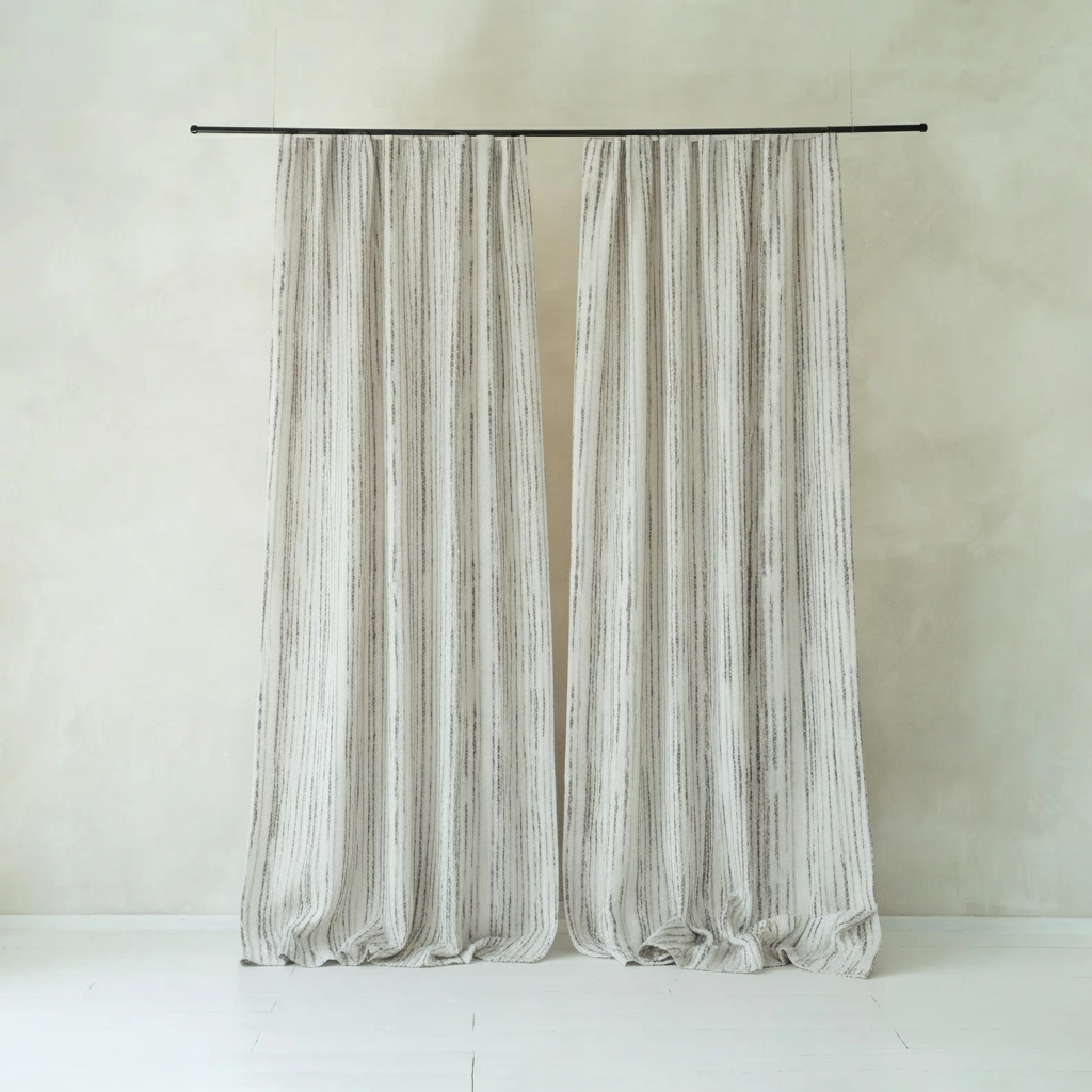 Wabi-Sabi Black & White Striped Curtains - Vintage Art Style Drapes Home BCL-128