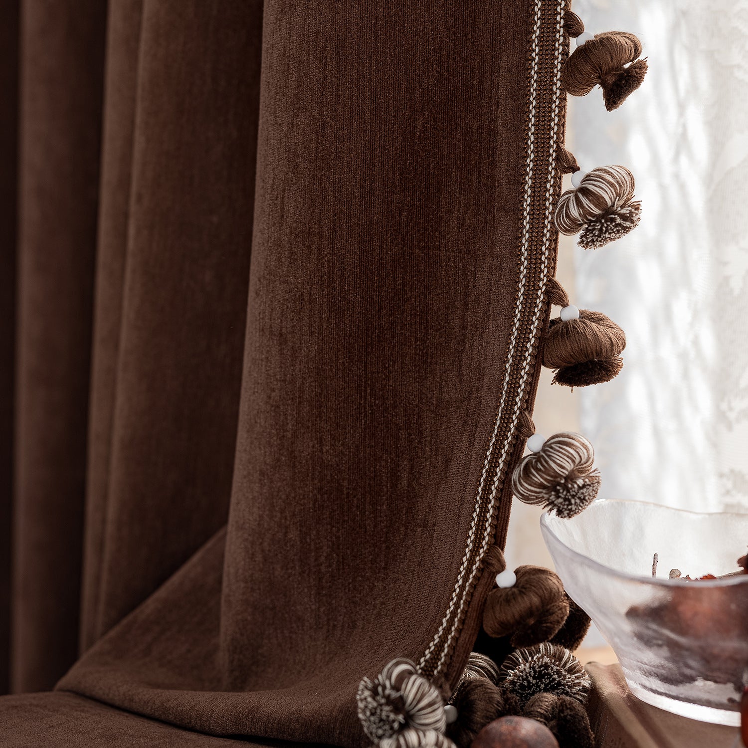 Mousse Cashmere Double-Sided Chenille Blackout Curtains for Bedroom Cream Style BCL-105