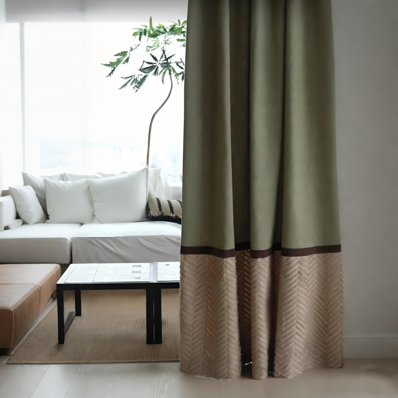 Two-Tone Vintage Curtains BCL-141
