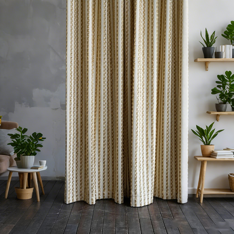 Vintage Gold Striped Curtains BCL-137
