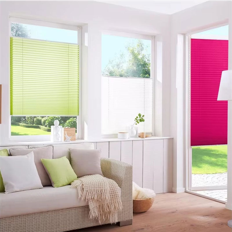White/Grey Waterproof Pleated Blinds | No Drill Cordless BZL-102