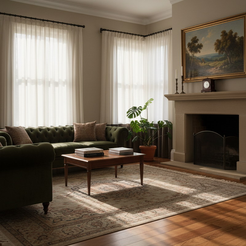 Muted Linen Blend Curtains - Vintage Old Money Style Panelled Drapes BCL-125