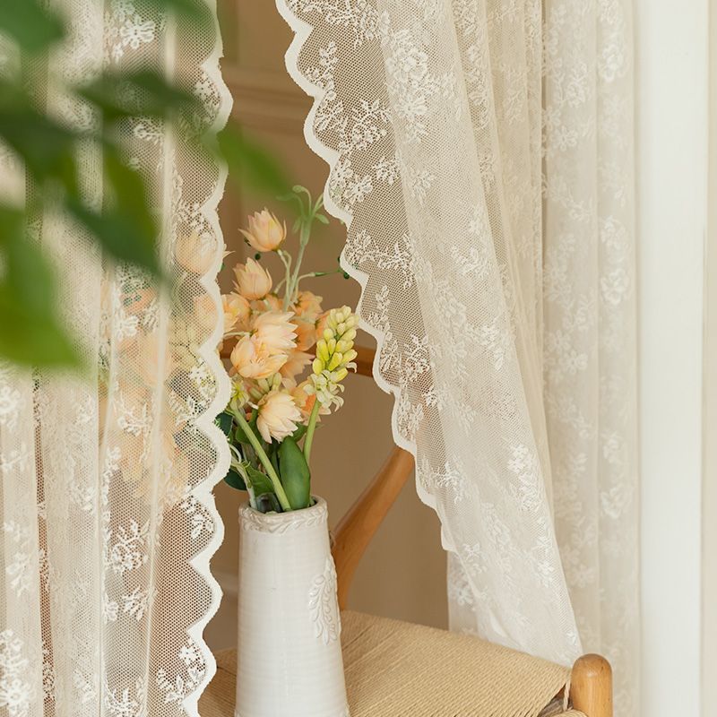 French Style White Lace Sheer Curtains with Grommets and Rod Pocket Design SL-105