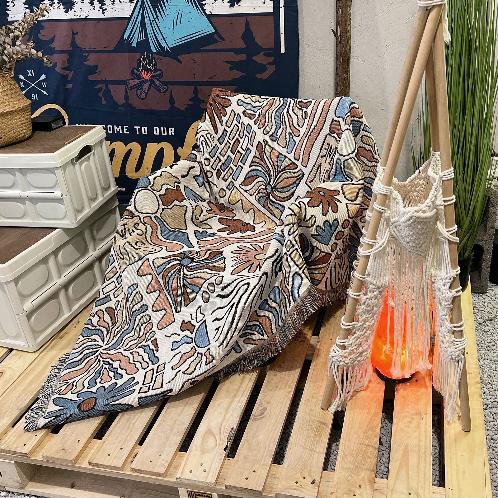 Boho Tribal Woven Blanket – Multi-Purpose Throw for Camping, Picnic, Sofa & Home Décor BK-006