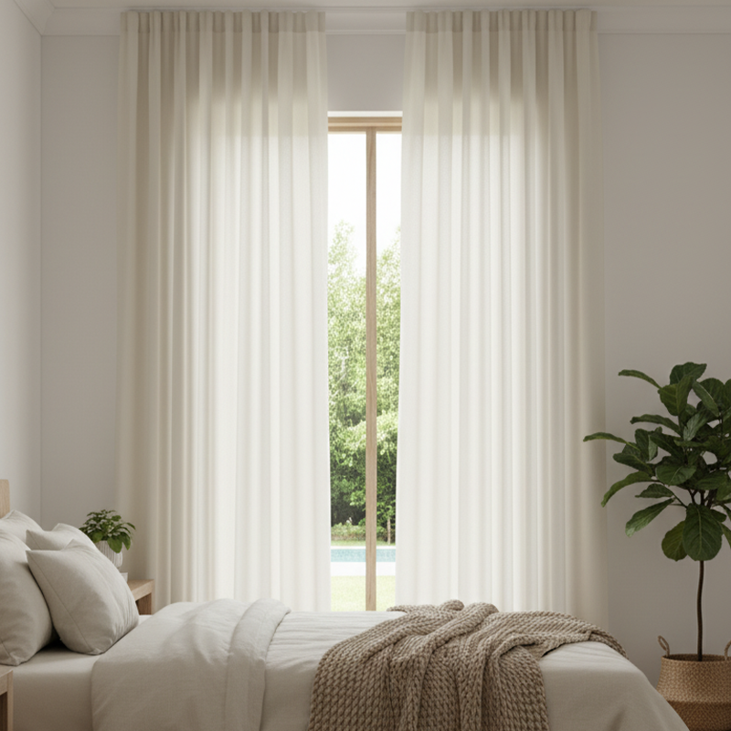 Cotton Linen Curtains with Tassels - Romantic French Style Drapes BCL-127