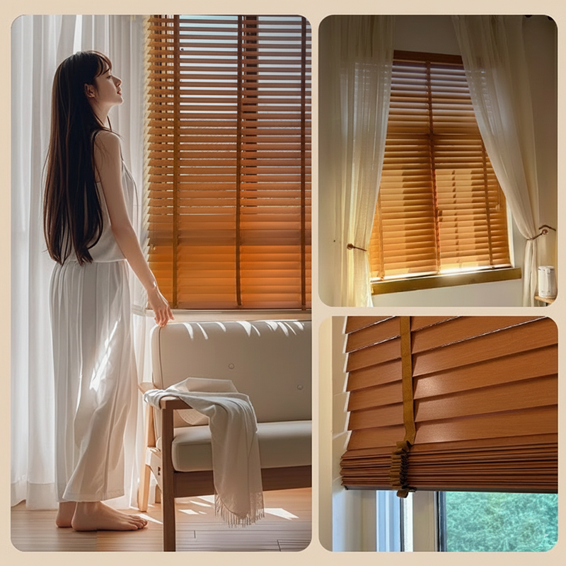 Wooden Venetian Blinds – Basswood Retro-Style Window Shades for Balcony, Study & Bedroom BYL-003