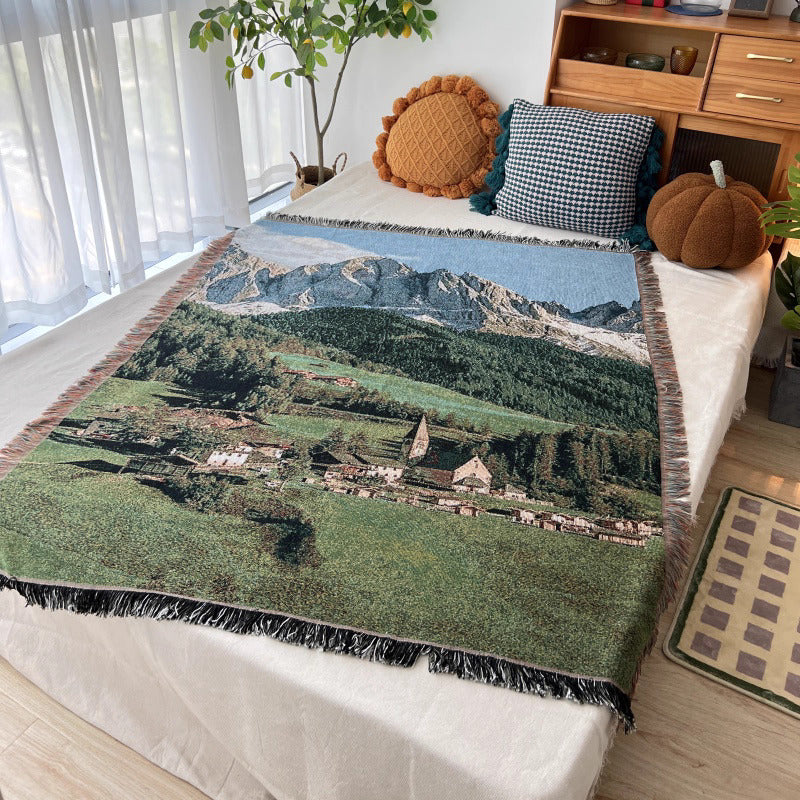 Multi-Purpose Cotton Woven Throw Blanket – Wall Tapestry, Sofa Throw, Picnic Mat & Shawl BK-004