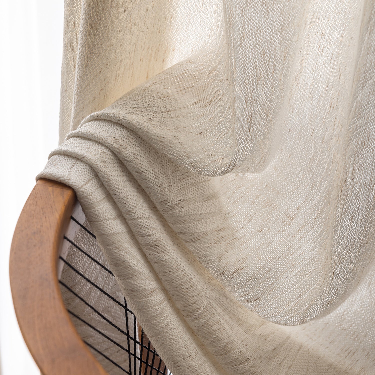French Style Sheer Curtains with Leaf Print for Living Room and Balcony SL-111