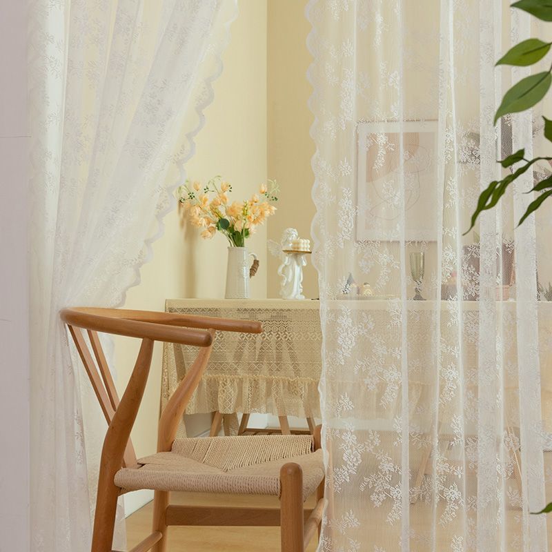 French Style White Lace Sheer Curtains with Grommets and Rod Pocket Design SL-105