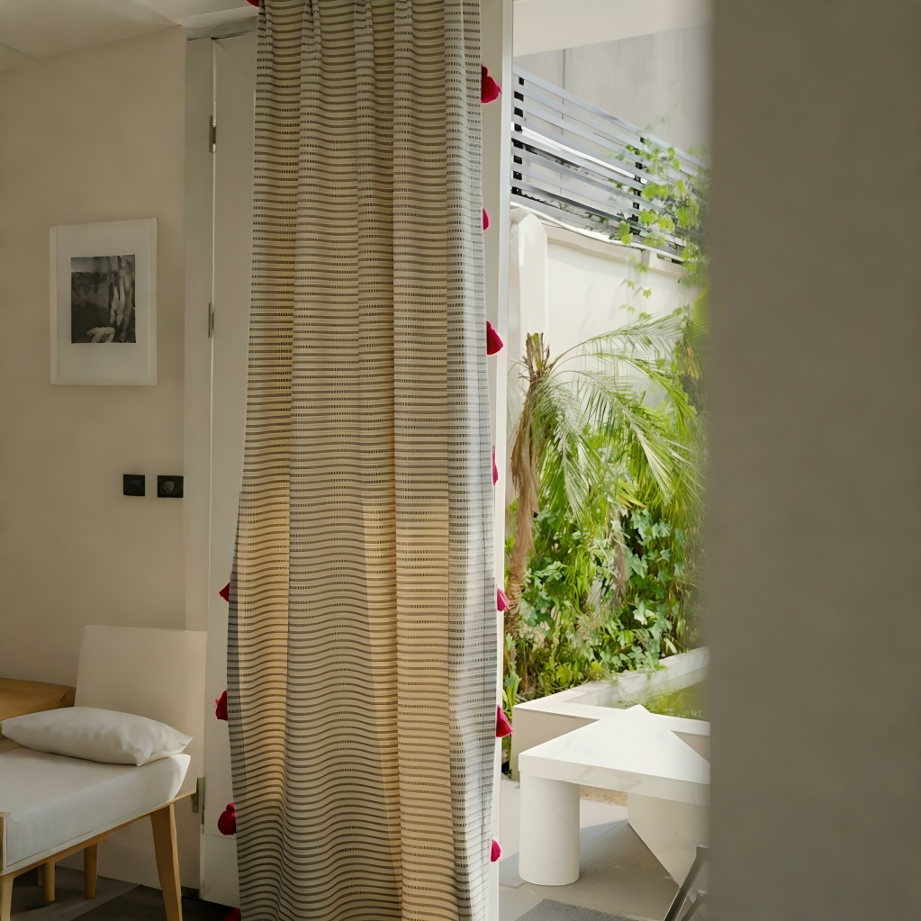 Light Blue Striped Curtains Soft Tone Window Treatments BCL-136