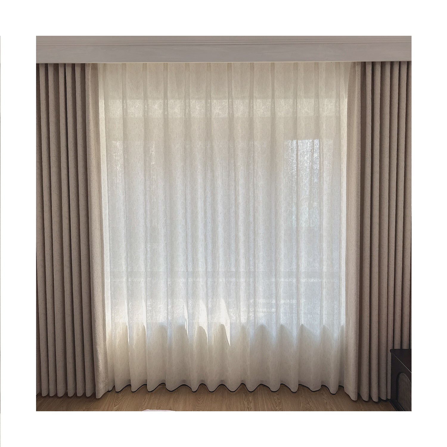 French Rose Cream Embossed Jacquard Chenille Blackout Curtains BCL-109