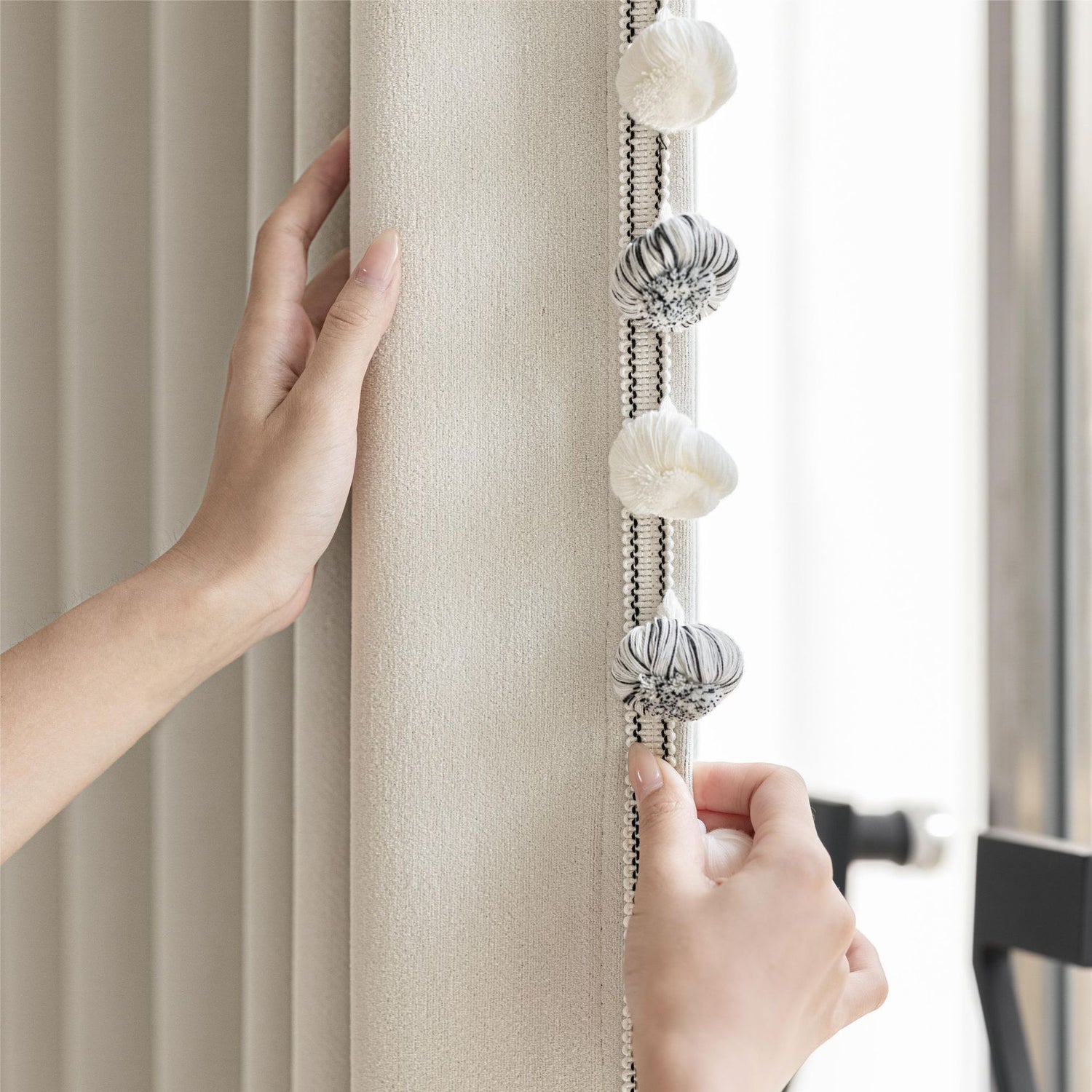 Mousse Cashmere Double-Sided Chenille Blackout Curtains for Bedroom Cream Style BCL-105