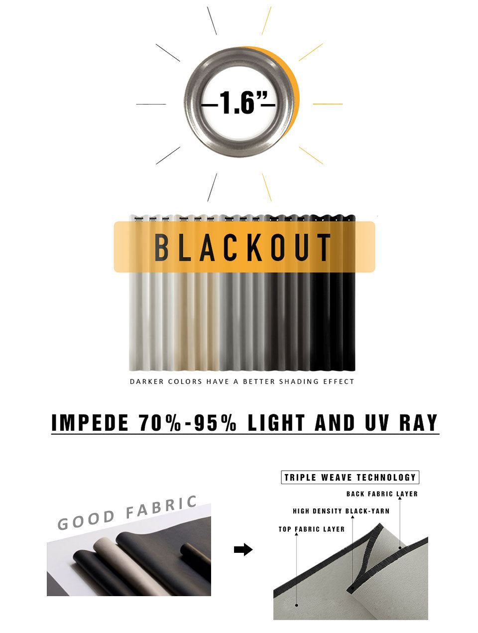 Reversible Blackout Curtains for Hotels Light Blocking Fabric BCL-101