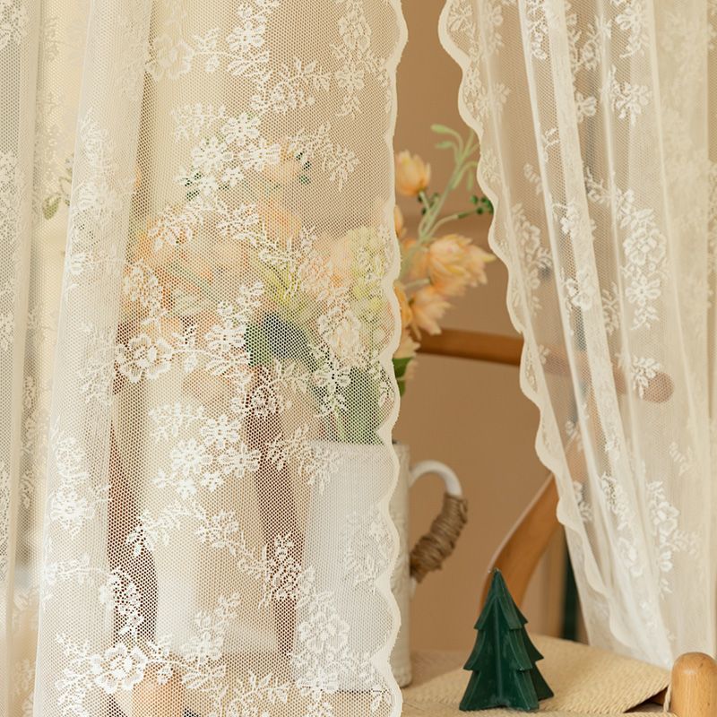 French Style White Lace Sheer Curtains with Grommets and Rod Pocket Design SL-105