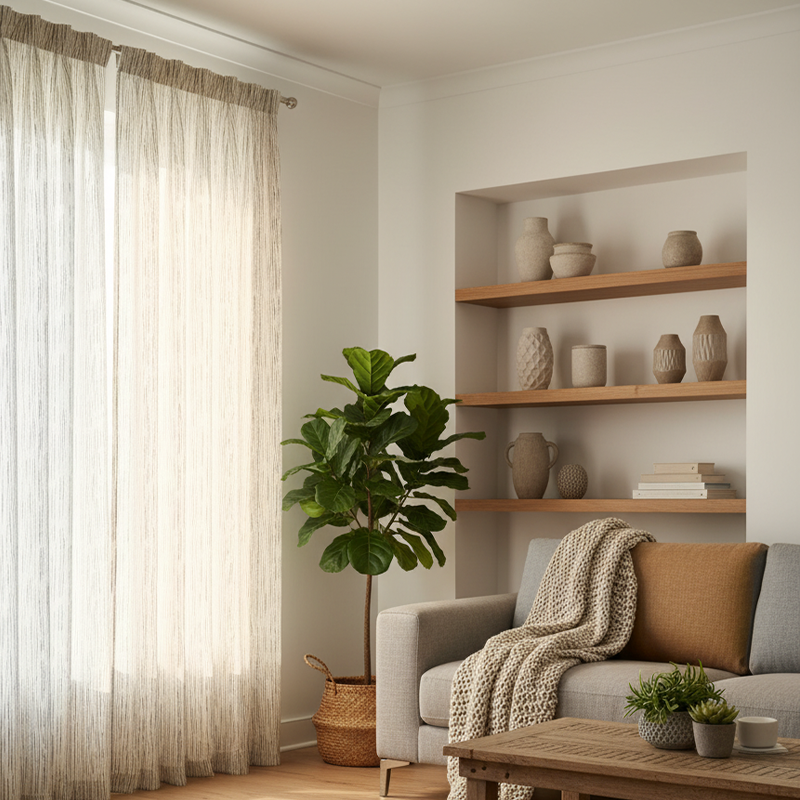 Wabi-Sabi Black & White Striped Curtains - Vintage Art Style Drapes Home BCL-128