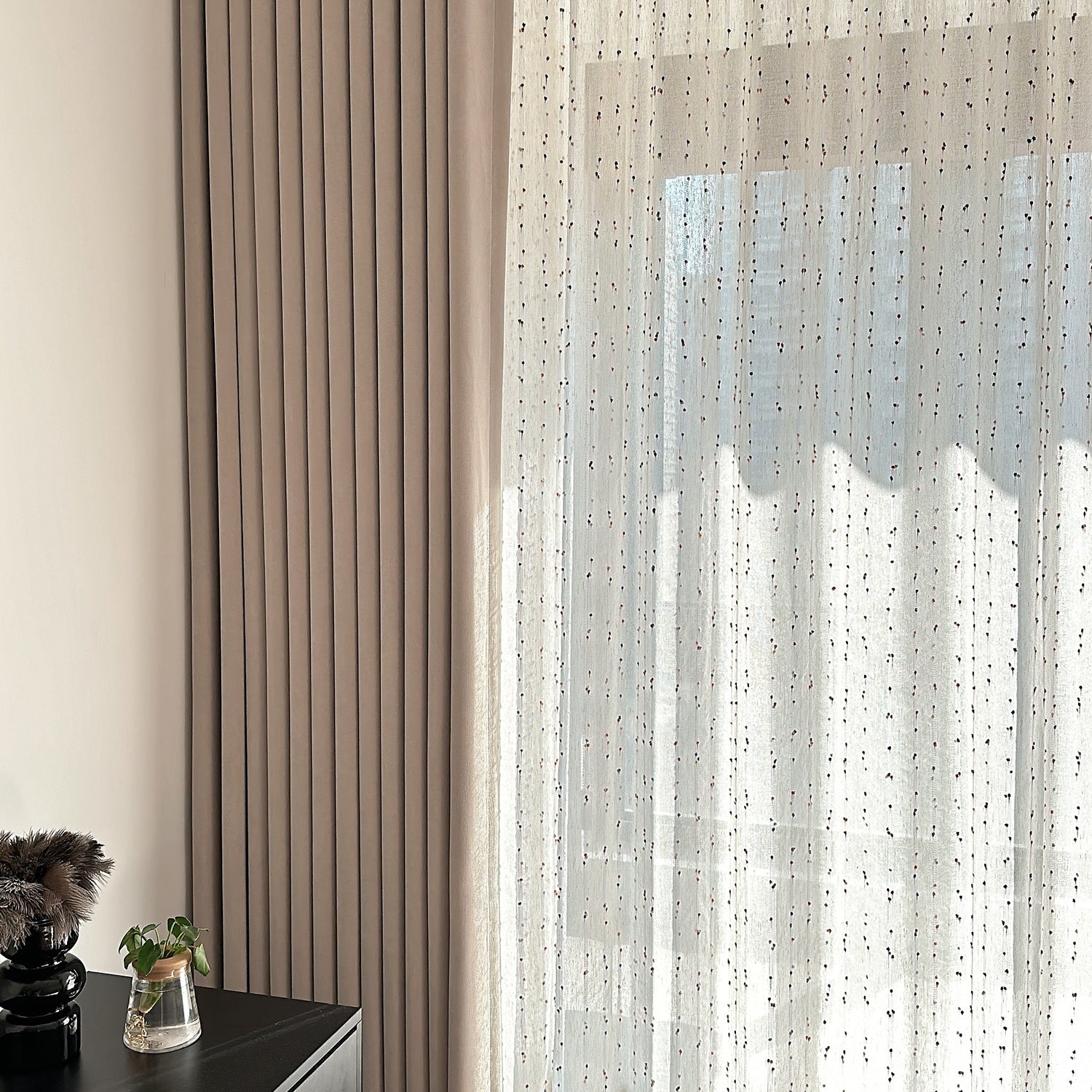 Chenille Fabric Cream Style Minimalist Blackout Curtains for Living Room and Bedroom BCL-106