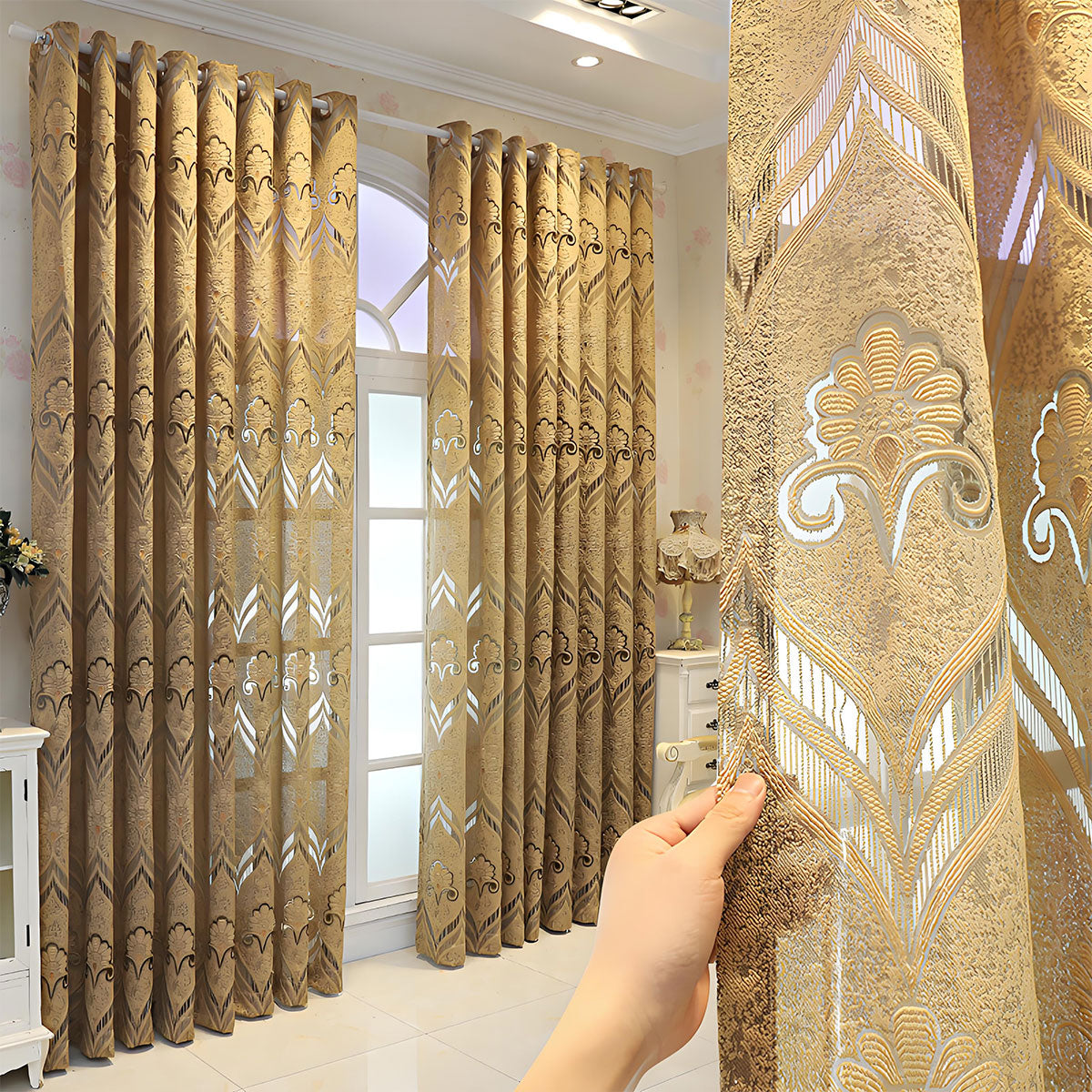 Thick Voile Curtains Sheer Light Filtering with European Jacquard SL-102