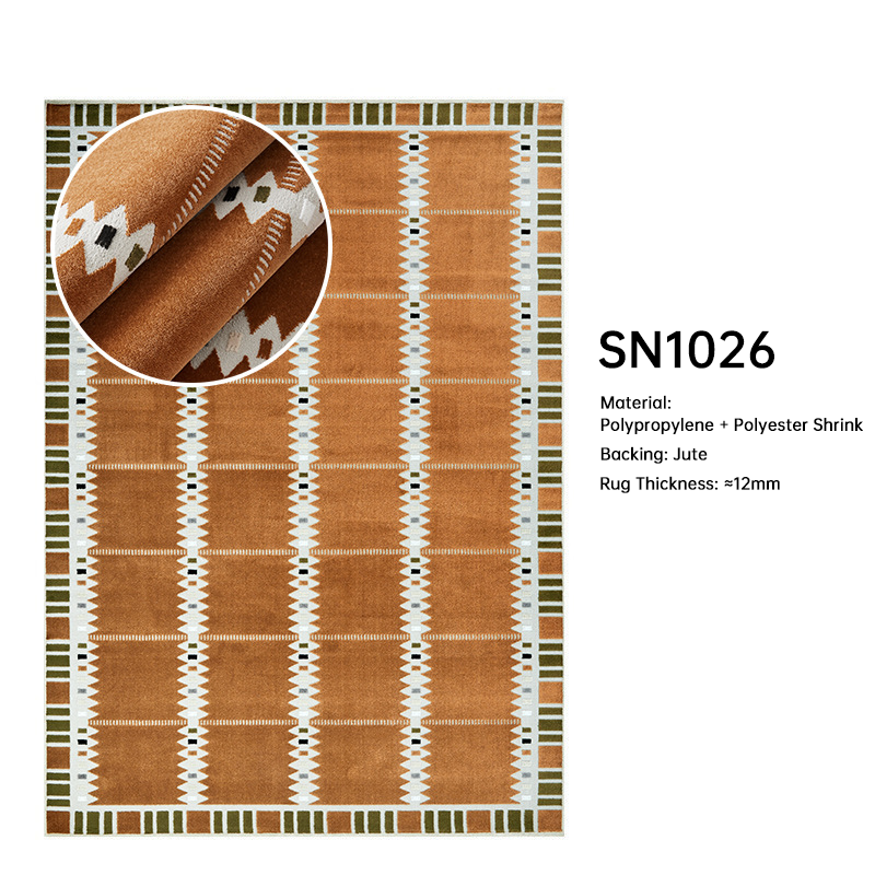 Mid-Century Living Room Rugs - Eco-Friendly Thick Warm Tone Carpet DT-106