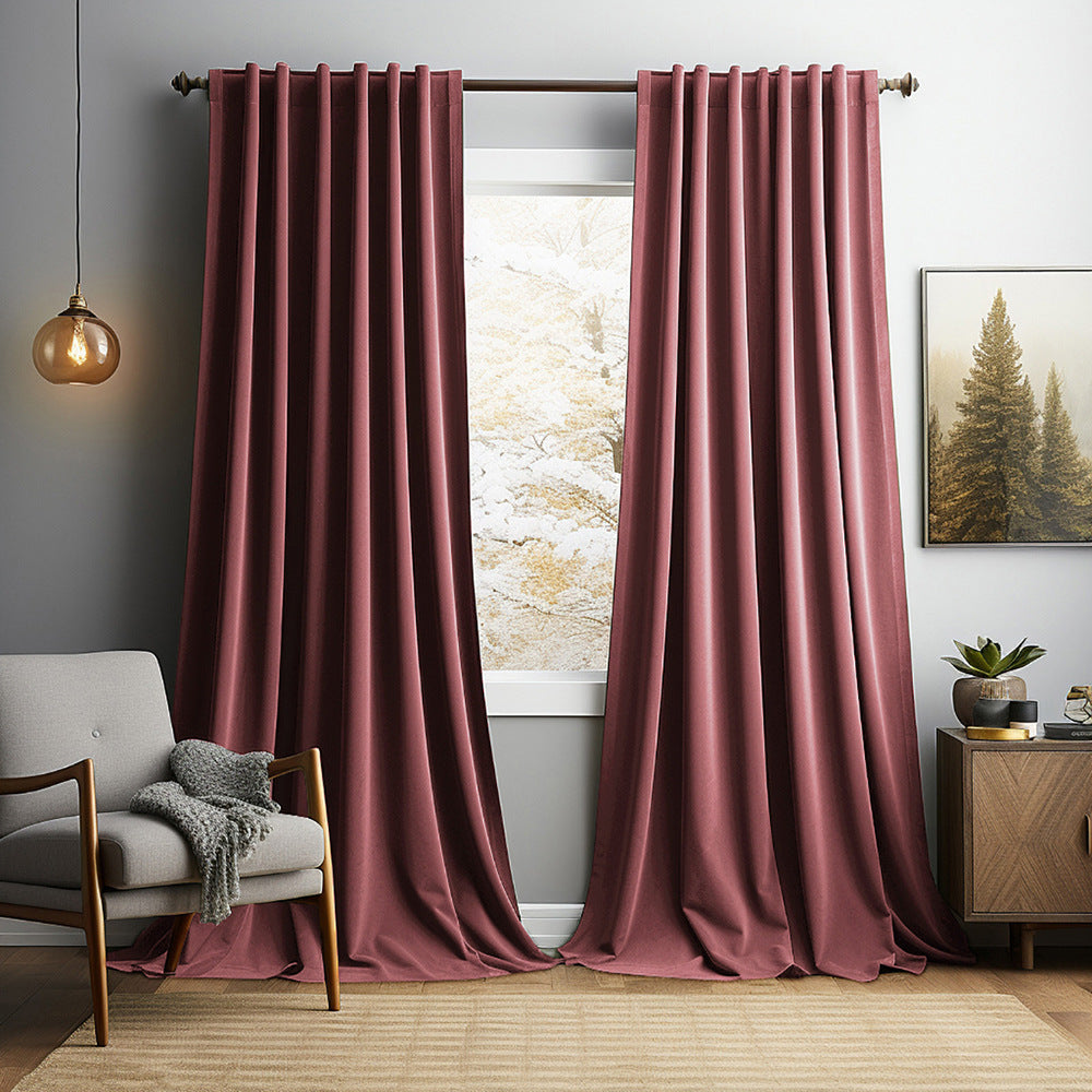 Solid Vintage Velvet Curtains – Modern Living Room, Bedroom & Study Blackout Drapes BCL-121