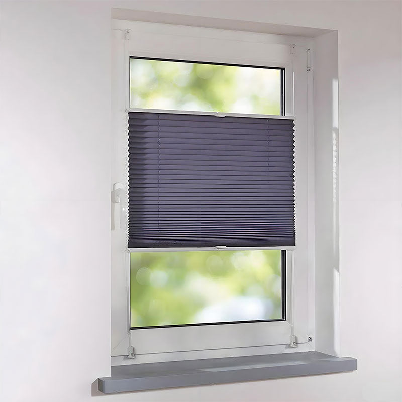 White/Grey Waterproof Pleated Blinds | No Drill Cordless BZL-102