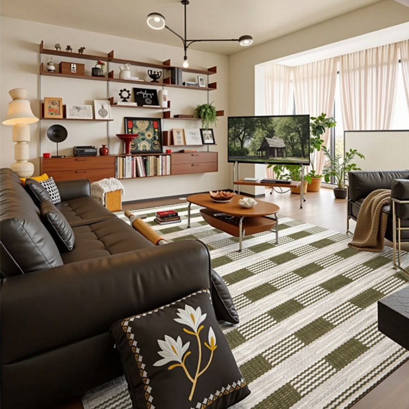 Mid-Century Living Room Rugs - Eco-Friendly Thick Warm Tone Carpet DT-106