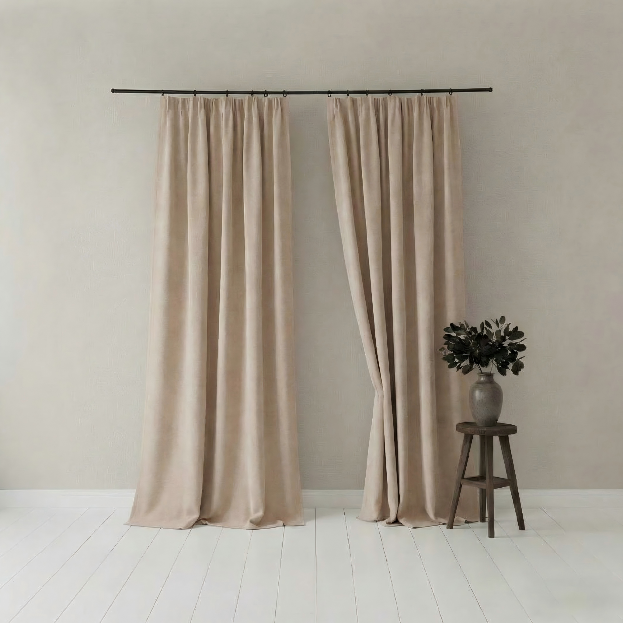 Chenille Fabric Cream Style Minimalist Blackout Curtains for Living Room and Bedroom BCL-106