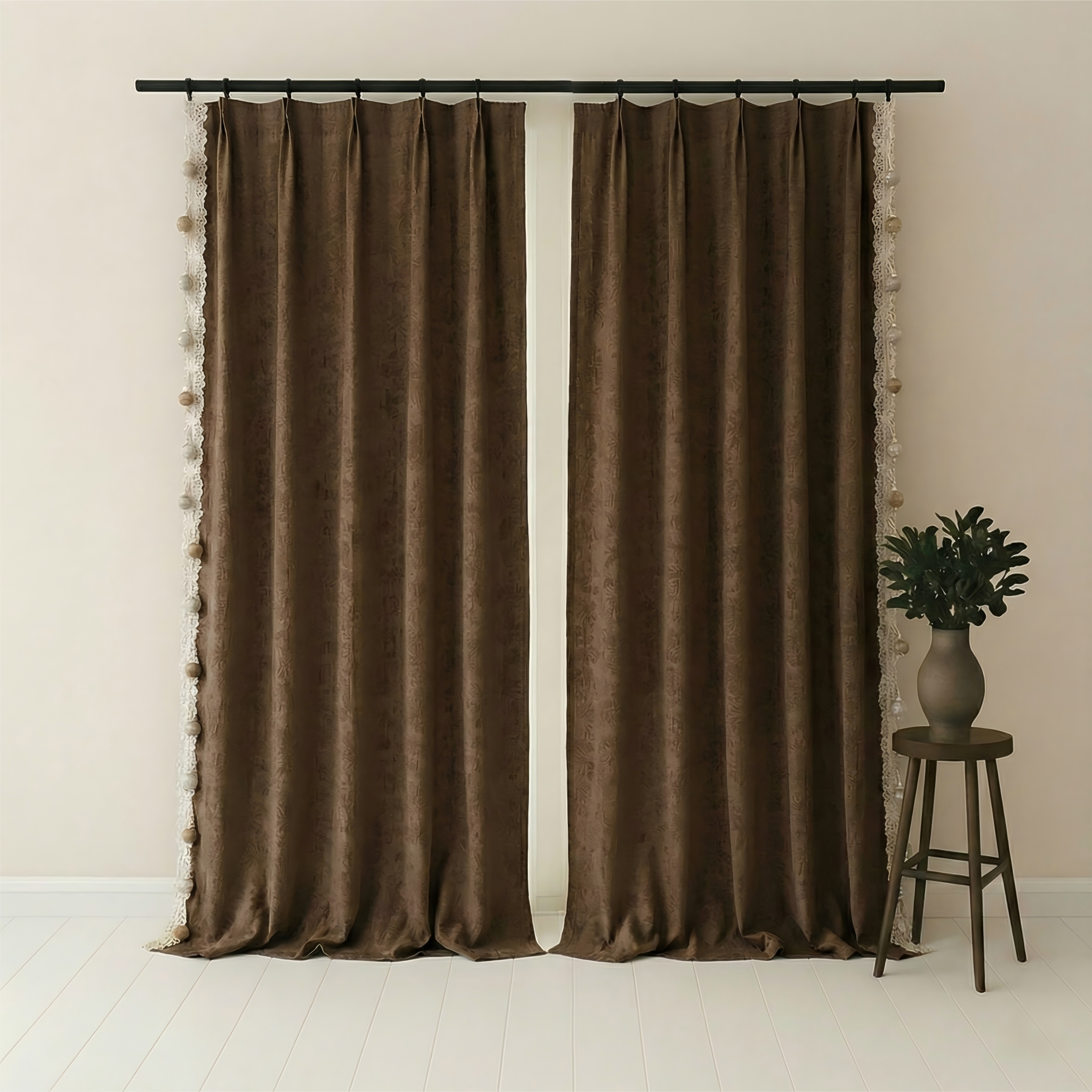 Romantic French Chenille Jacquard Blackout Curtains for Bedroom and Living Room BCL-110