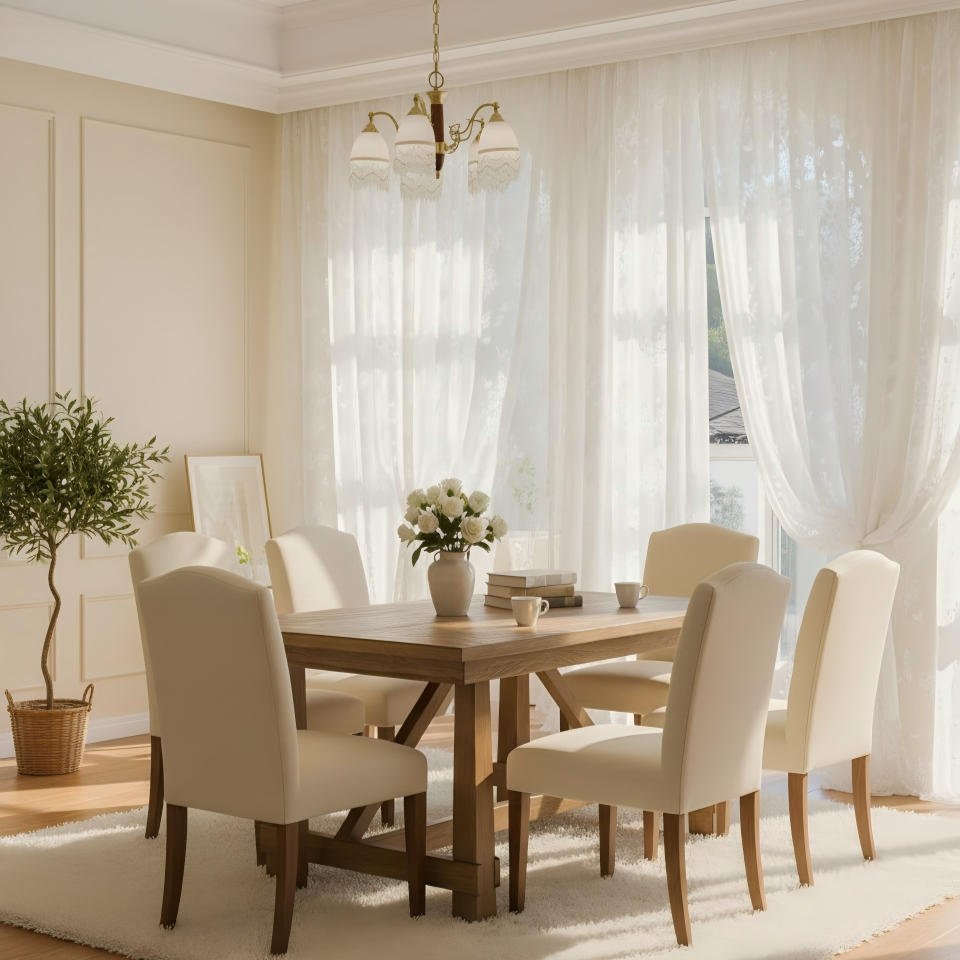 Butterfly Floral Sheer Curtains for Living Room with French Elegance SL-117