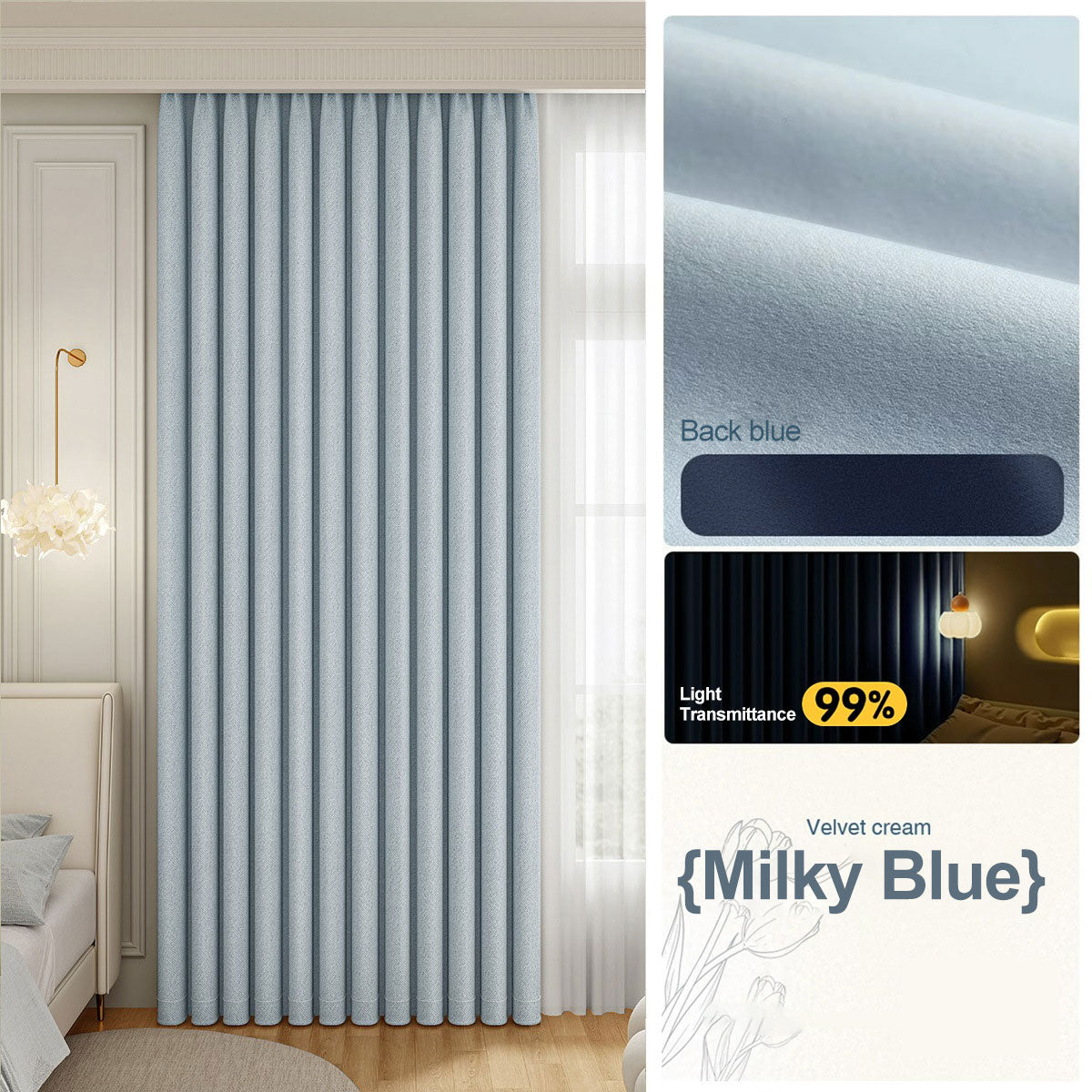 100% Blackout Sunproof Curtains UV & Heat Blocking BCL-104