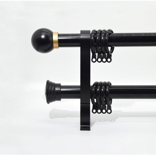 Curtain Rod Set - Heavy Duty Steel Alloy Single/Double Rail Silent Track CLPJ-104