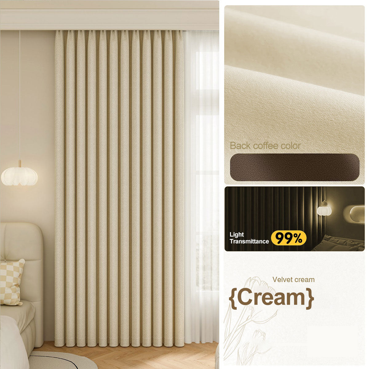 100% Blackout Sunproof Curtains UV & Heat Blocking BCL-104