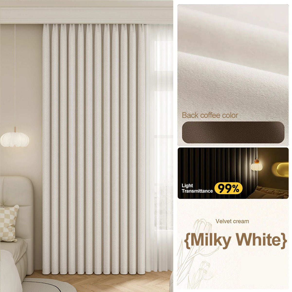 100% Blackout Sunproof Curtains UV & Heat Blocking BCL-104