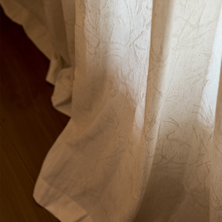 Bamboo Leaf Linen Sheer Curtains for Living Room with New Chinese Style SL-116