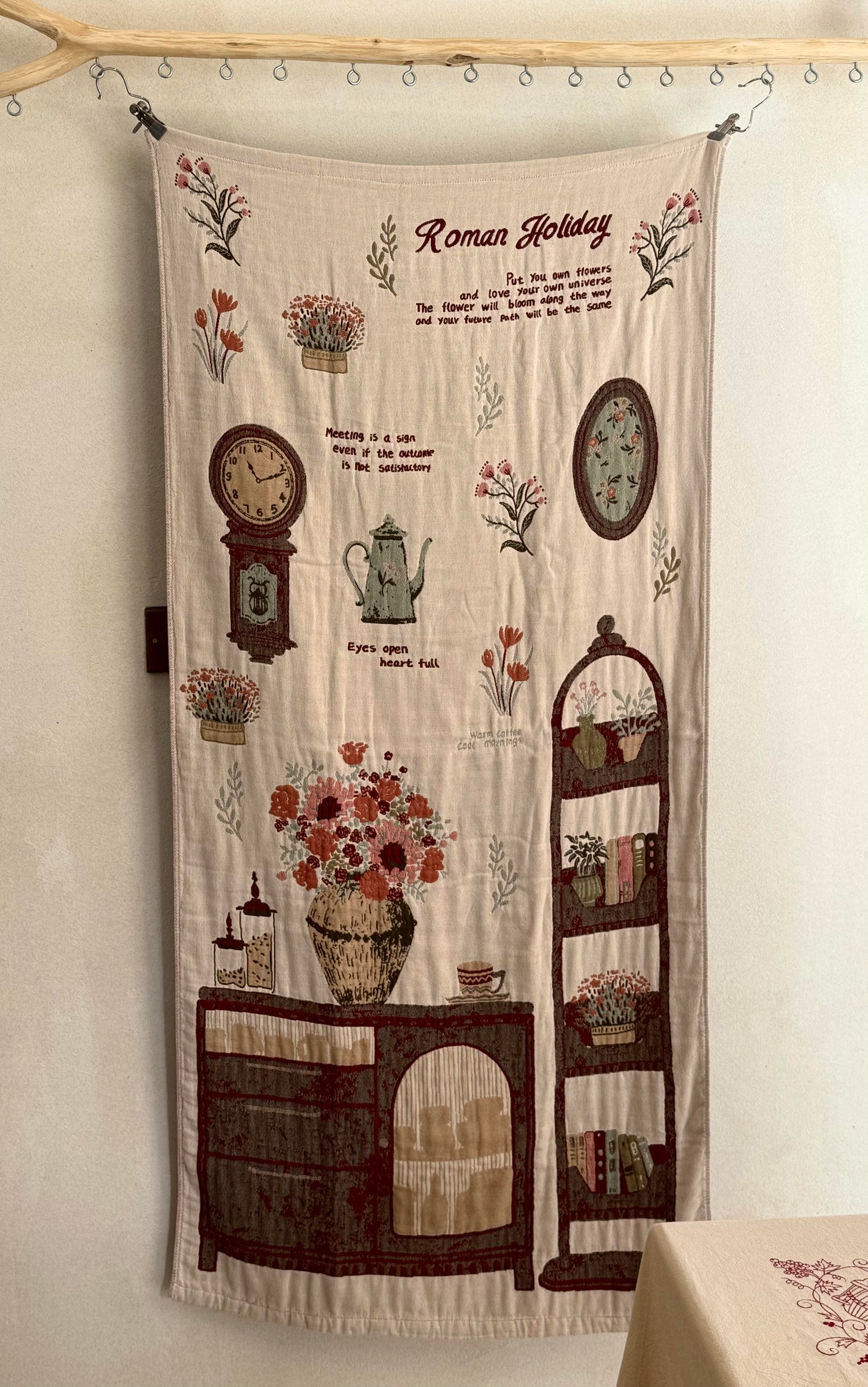 Curtainist x Chiya “Roman Holiday” Designer Collection Bath Towel – Long-Staple Cotton, Multi-Use as Tapestry, Shawl, or Door Curtain