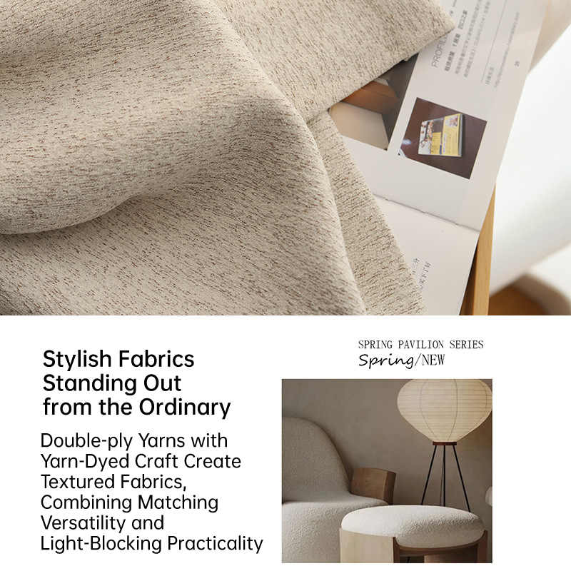 New High-Performance Cream Vintage Chenille Linen Blackout Curtains for Bedroom and Living Room BCL-119