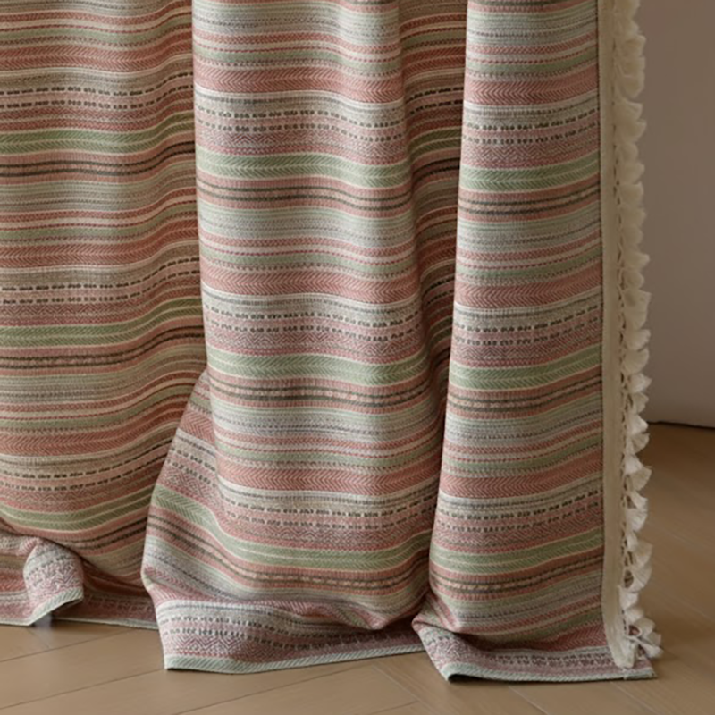 Woven Striped Vintage Curtains BCL-135