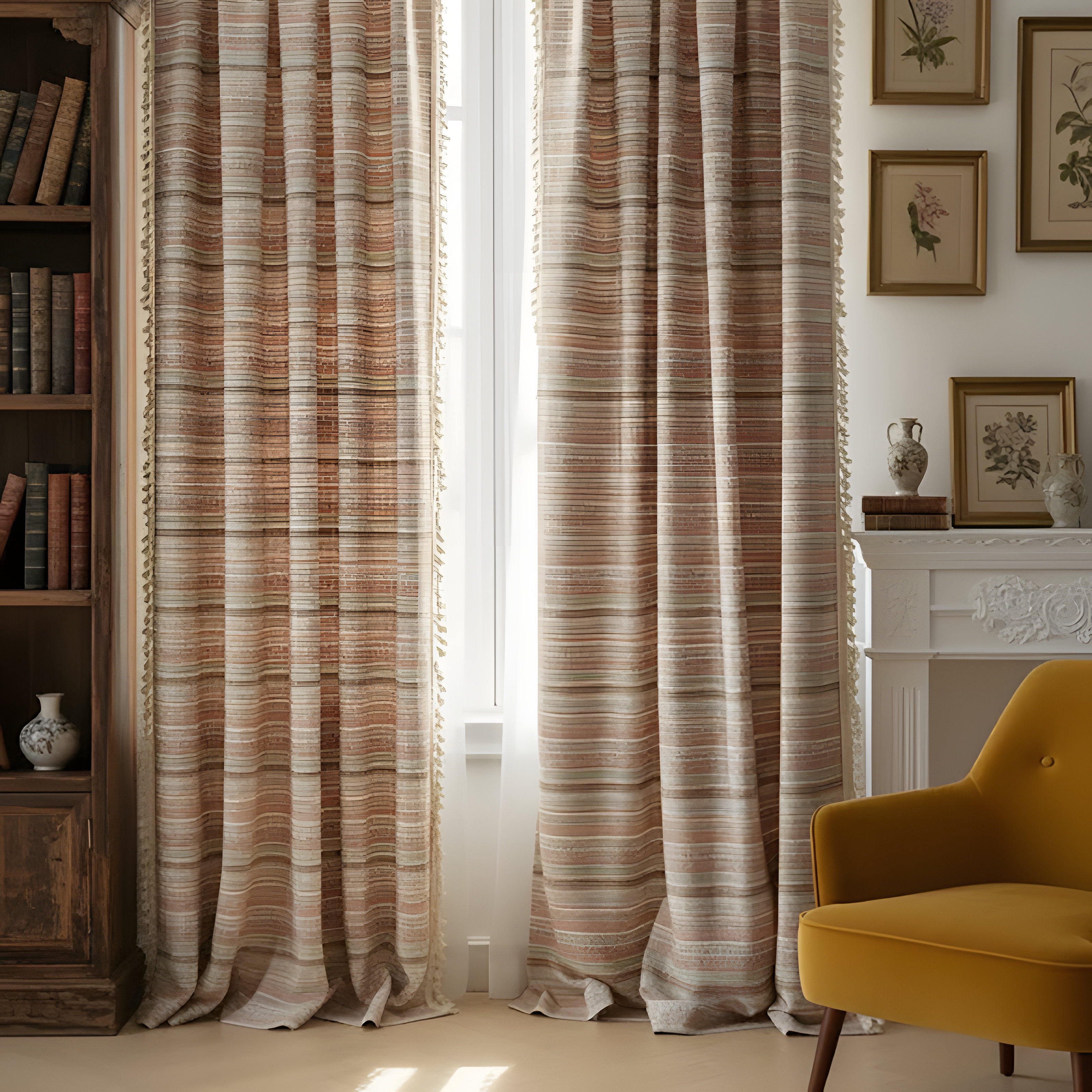 Woven Striped Vintage Curtains BCL-135