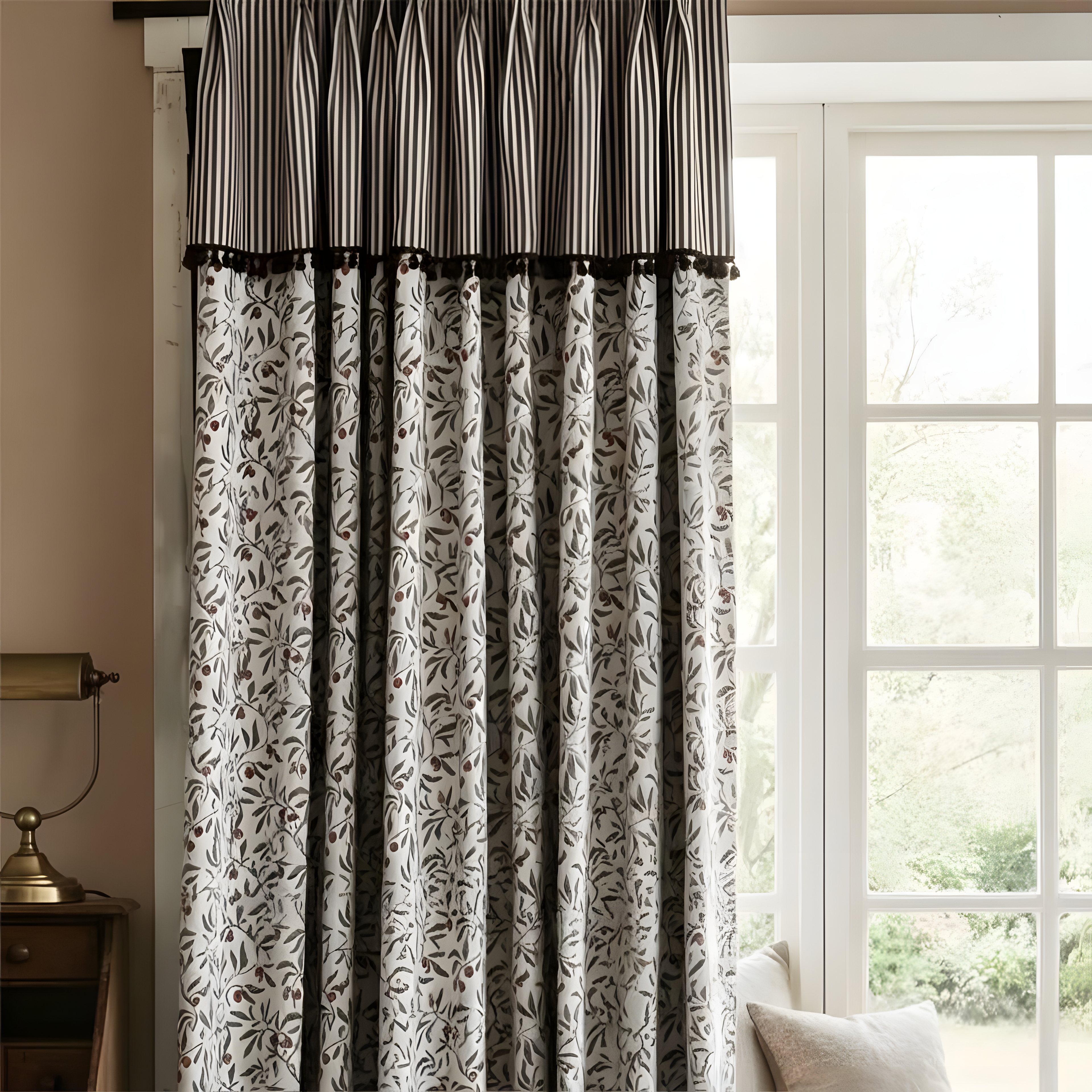 Striped Vintage Curtains - Classic Retro Drapes Home BCL-133