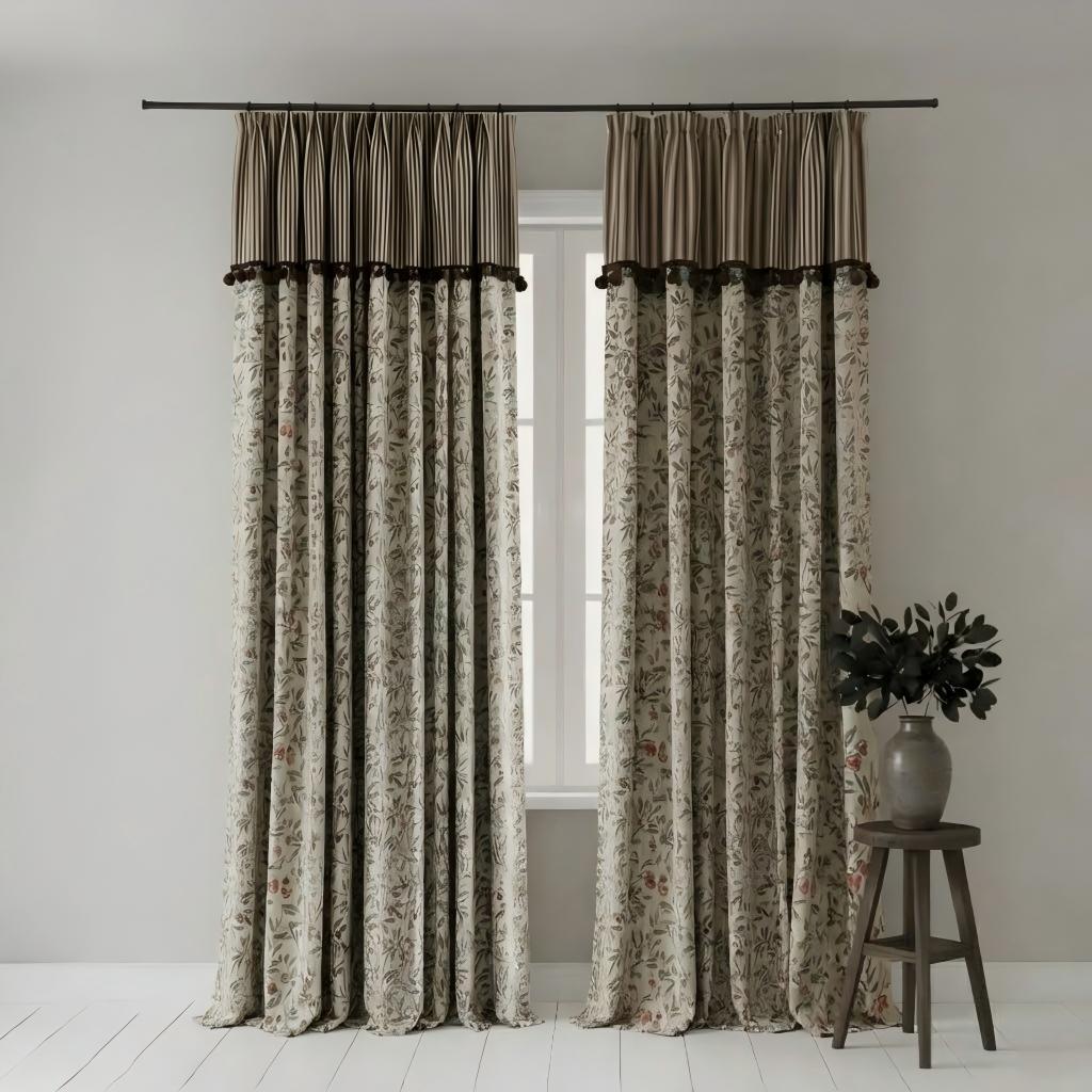 Striped Vintage Curtains - Classic Retro Drapes Home BCL-133