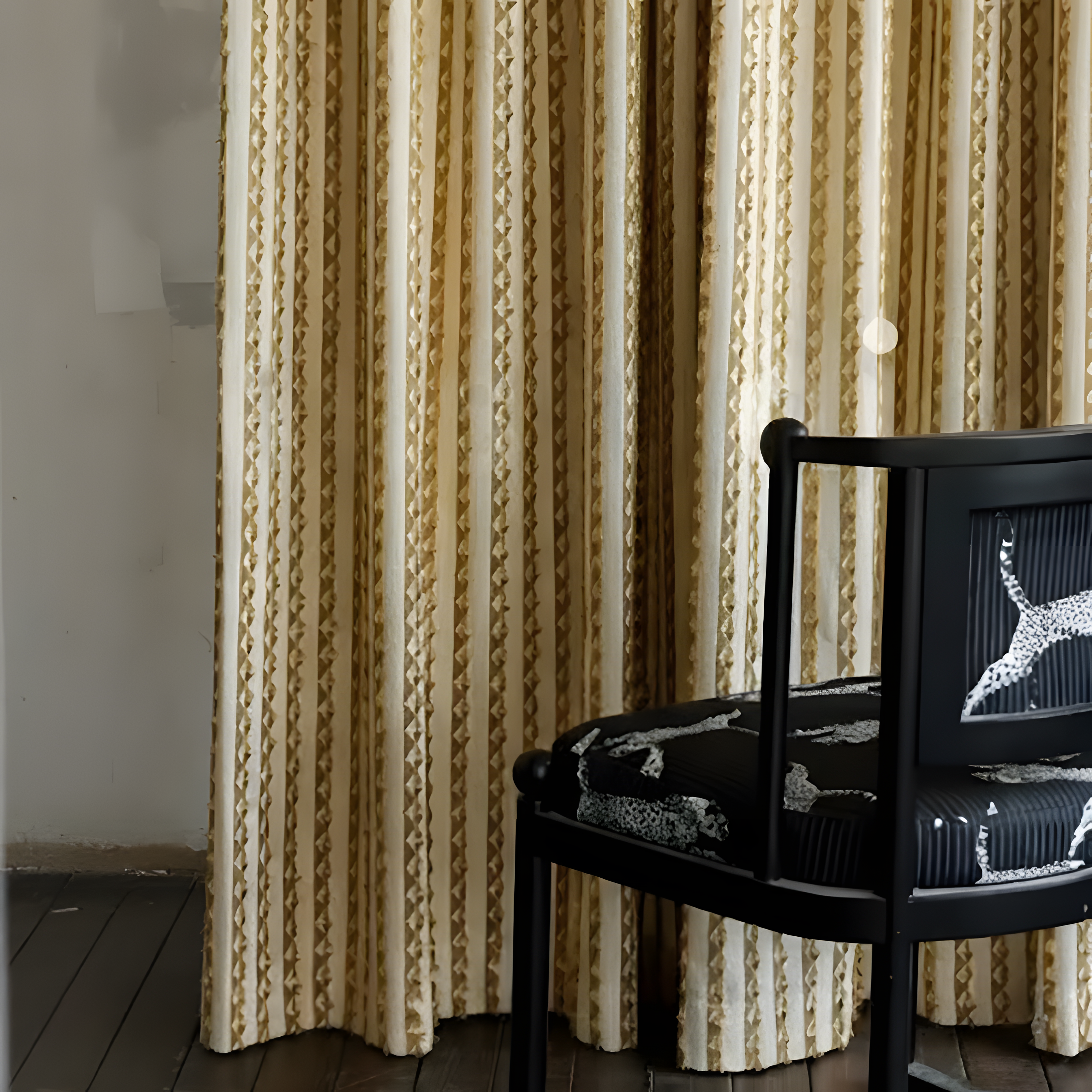 Vintage Gold Striped Curtains BCL-137
